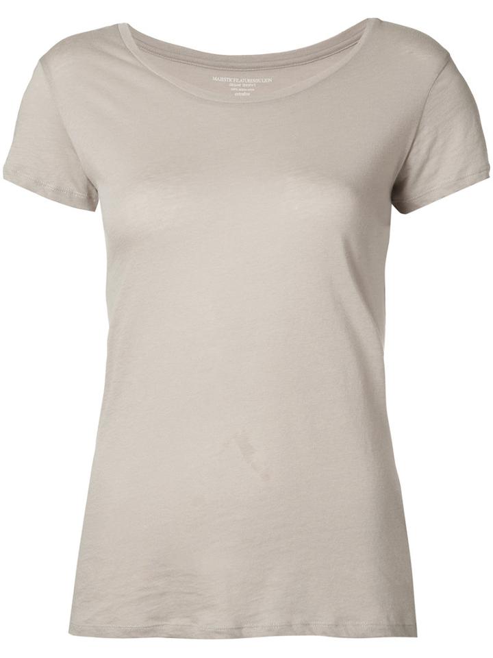 Majestic Filatures - Round Neck T-shirt - Women - Cotton - 2, Grey, Cotton