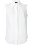 Jil Sander Navy Pleat Detail Sleeveless Shirt, Women's, Size: 38, White, Cotton