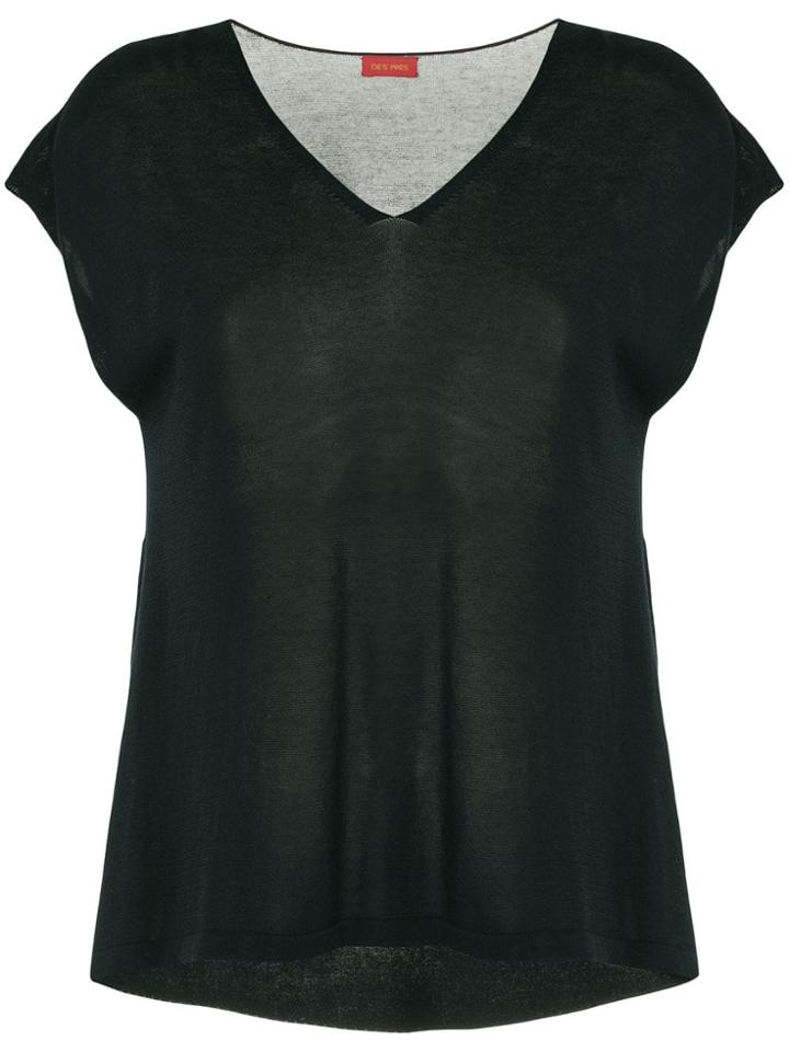 Des Prés Wide V-neck T-shirt - Black