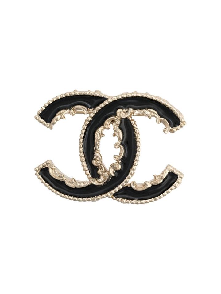 Chanel Vintage 2015's Melting Cc Brooch - Black