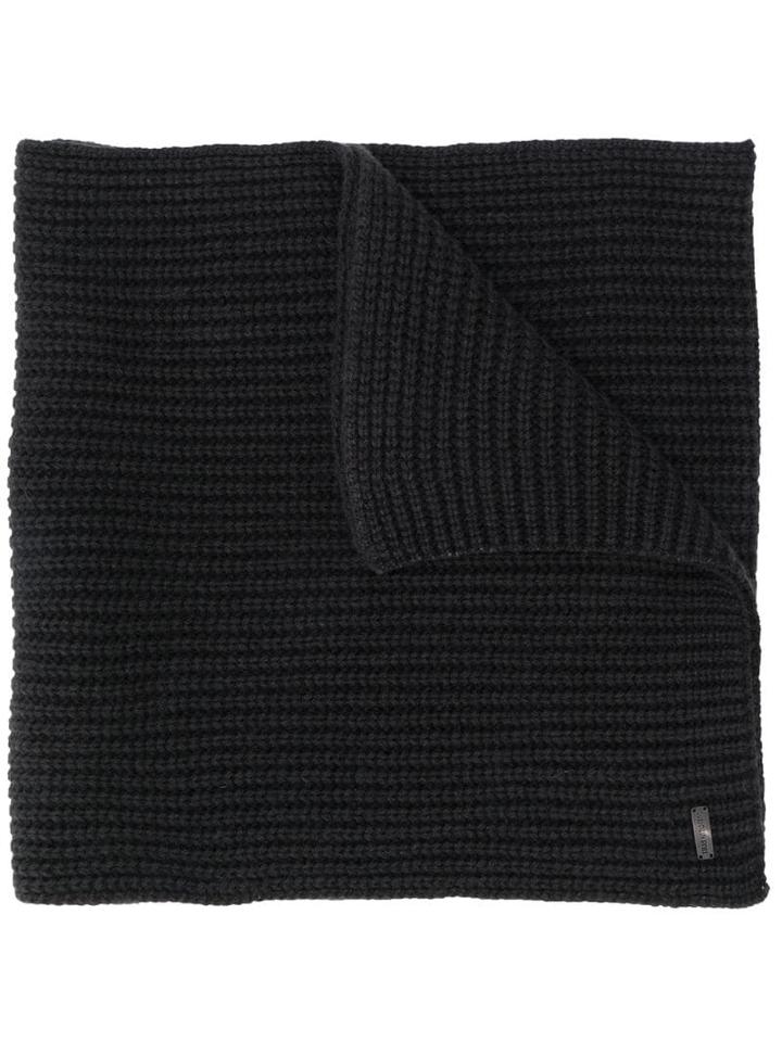 Iris Von Arnim Ribbed-knit Scarf - Black