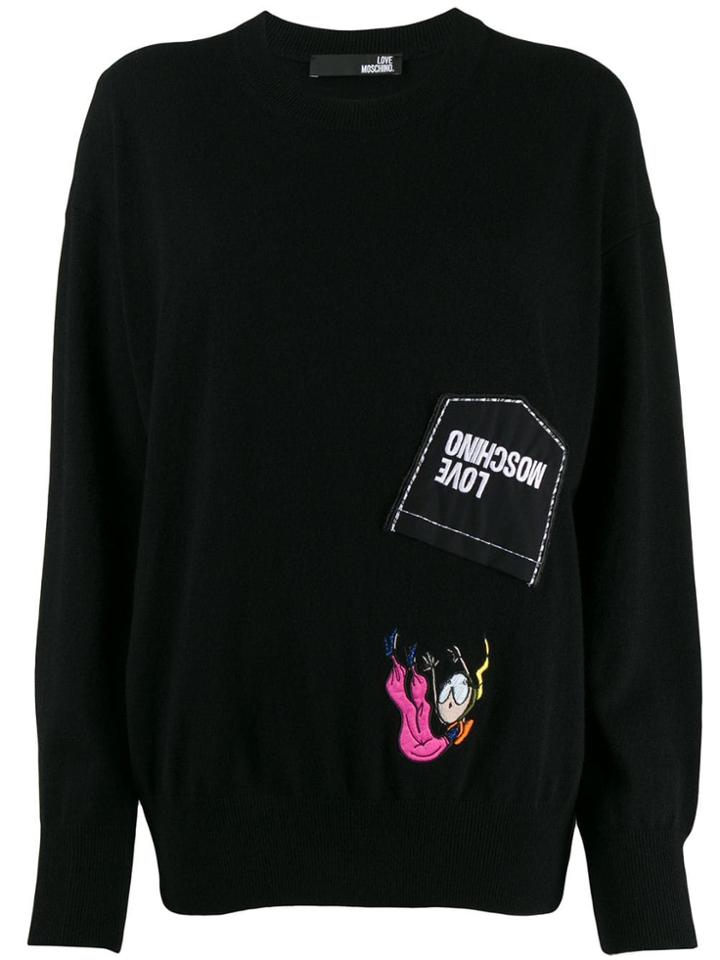 Love Moschino Aviator Doll Patch Jumper - Black