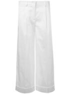 P.a.r.o.s.h. Straight Cropped Trousers, Women's, Size: Medium, White, Cotton/spandex/elastane