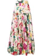 Dolce & Gabbana Pleated Floral Print Long Skirt - Pink