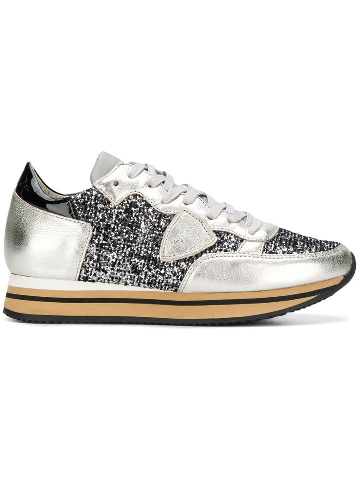 Philippe Model Glitter Tropez Sneakers - Grey