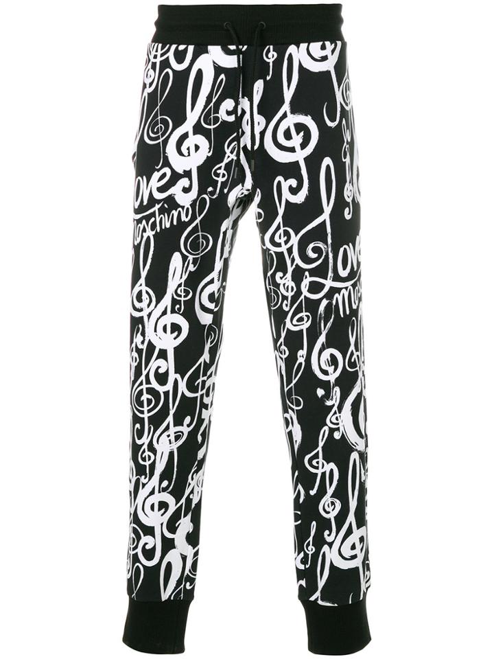 Love Moschino Treble Clef Print Sweat Pants - Black