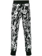Love Moschino Treble Clef Print Sweat Pants - Black