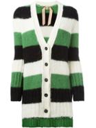 No21 Striped V-neck Cardigan, Women's, Size: 38, Polyamide/llama/wool/alpaca