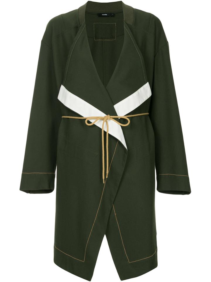 Bassike Contrast Draped Coat - Green