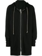 Rick Owens Zip Front Long Hoodie - Black