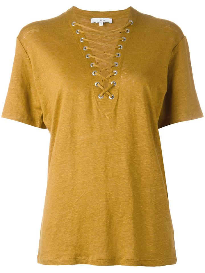 Iro Lace Up Neck Top, Women's, Size: Small, Yellow/orange, Linen/flax