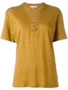 Iro Lace Up Neck Top, Women's, Size: Small, Yellow/orange, Linen/flax