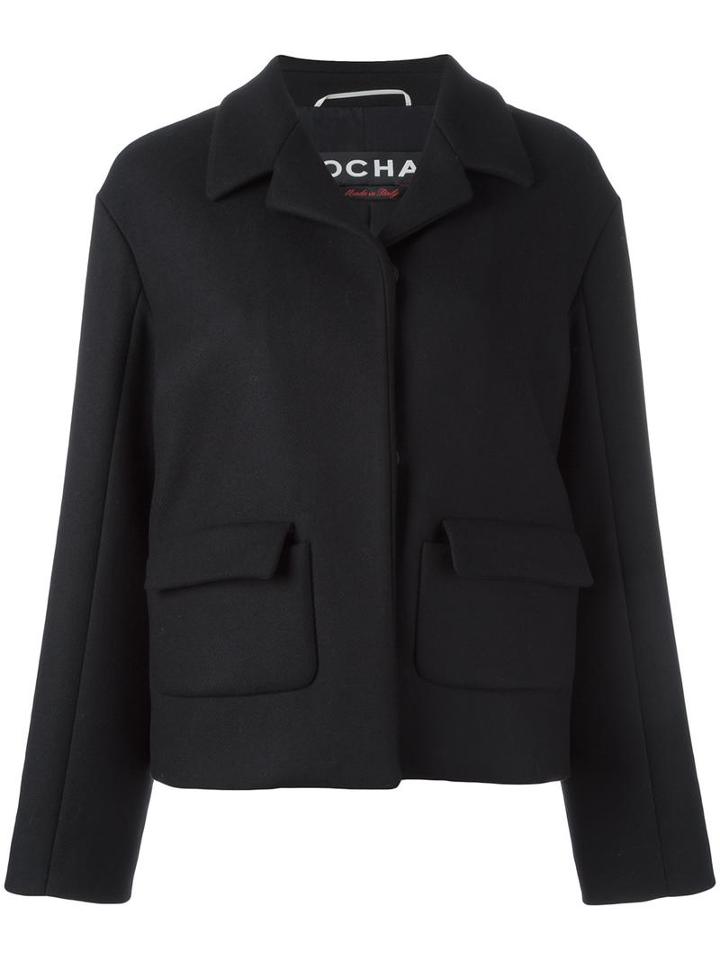 Rochas Cropped Jacket, Women's, Size: 42, Black, Silk/polyamide/cashmere/wool