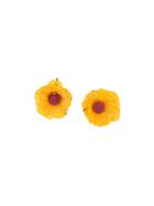 Kenzo Vintage Clip-on Flower Earrings, Women's, Yellow/orange