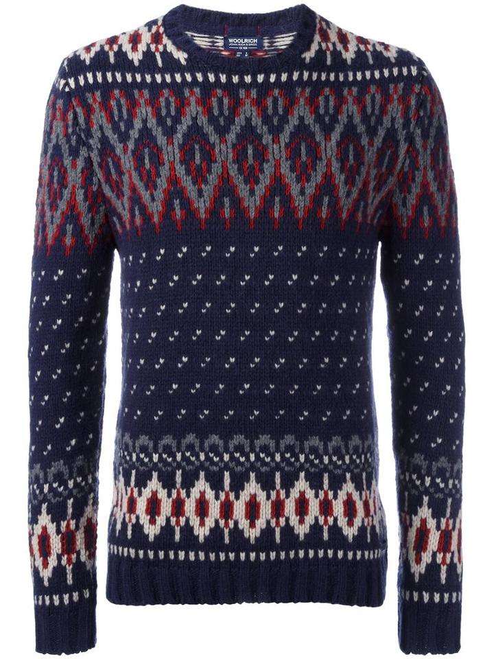 Woolrich Patterned Jumper, Men's, Size: Large, Wool/polyamide
