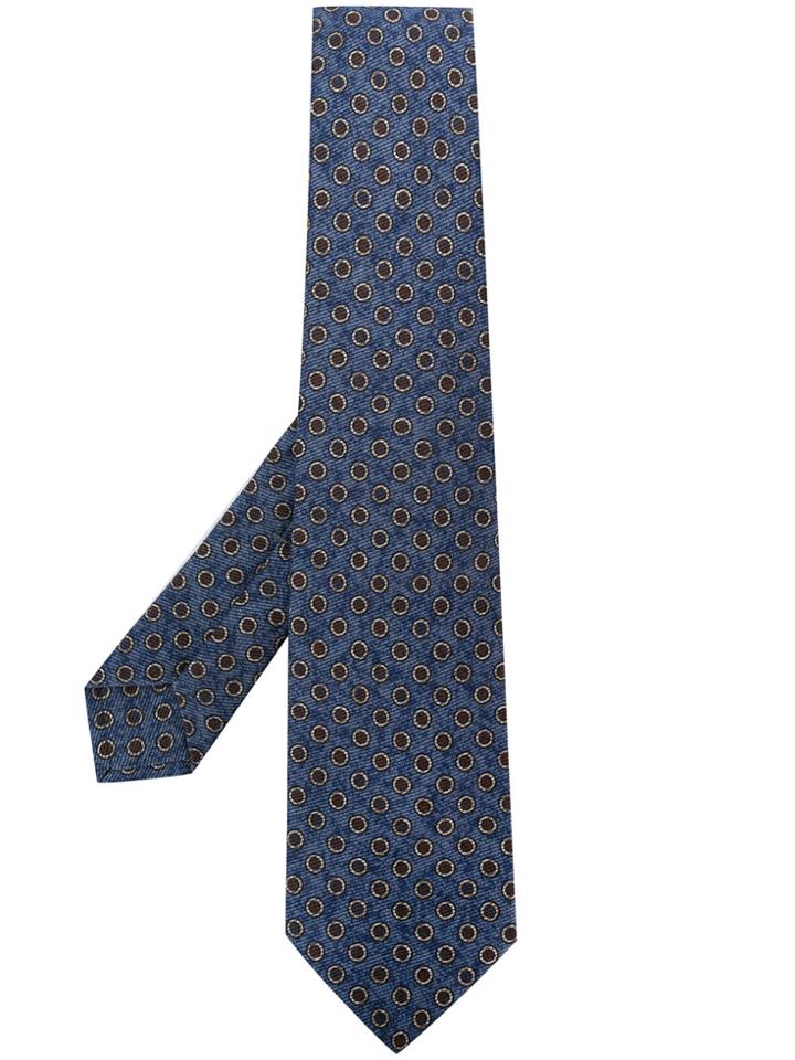 Kiton Dot Print Tie - Blue