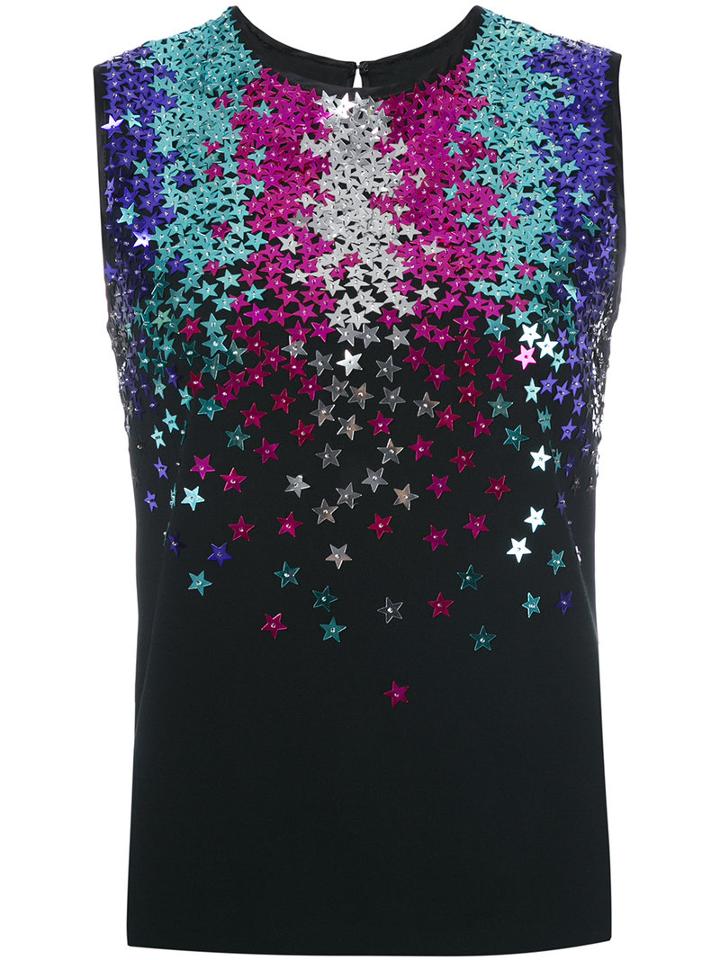 Star Sequin-embellished Sleeveless Top - Women - Polyester/spandex/elastane/acetate/glass - 38, Black, Polyester/spandex/elastane/acetate/glass, Dsquared2