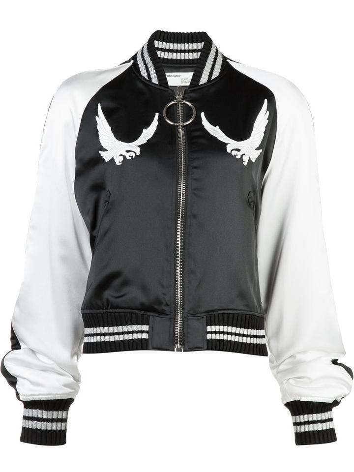 Off-white Eagles Bomber Jacket, Size: Large, Black, Polyester/viscose/acetate/polyamide