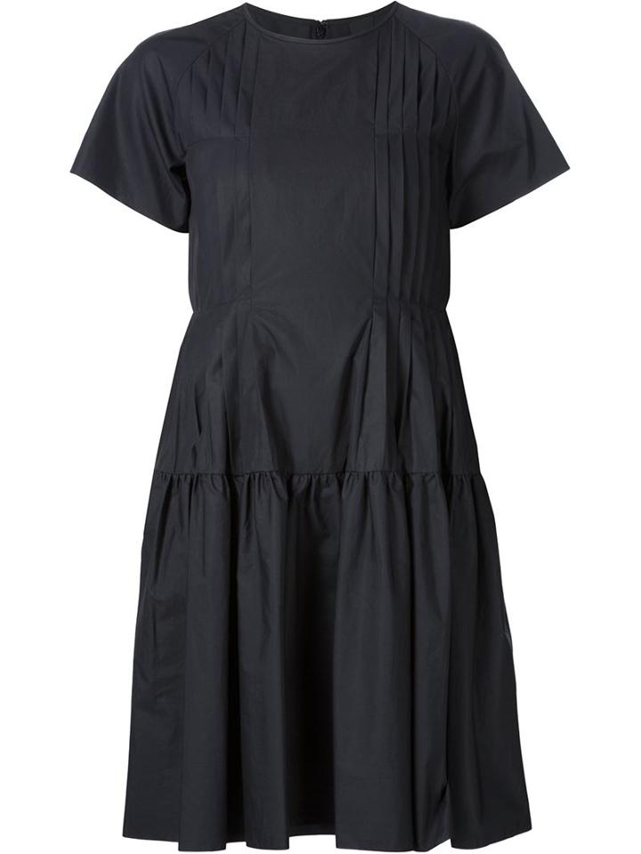 Vera Wang Shortsleeved Pleated Peasant Dress