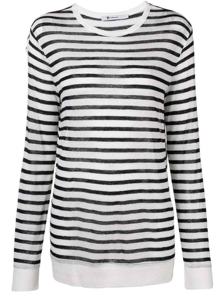 T By Alexander Wang Striped Fitted Sweater - Black
