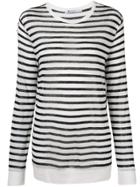 T By Alexander Wang Striped Fitted Sweater - Black