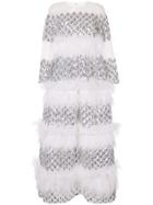 Huishan Zhang Anais Tiered Feather Gown - White
