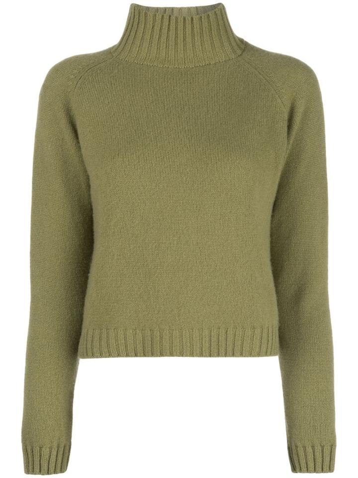 The Elder Statesman Cashmere Roll Neck Jumper - Green