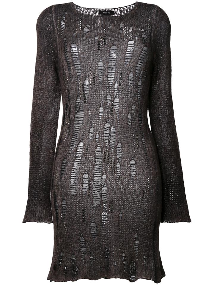 Avant Toi Long Distressed Sweater - Grey