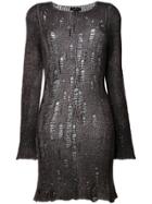Avant Toi Long Distressed Sweater - Grey