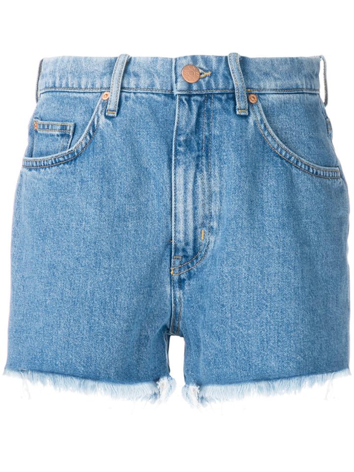 Mih Jeans Halsy Cut Off Denim Shorts - Blue