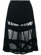 Versace Sheer Panelled Pleated Skirt - Black