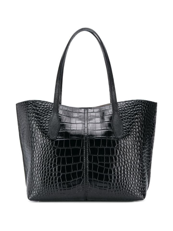 Tod's Crocodile Effect Tote Bag - Black