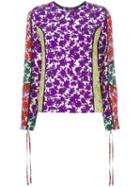 Msgm Floral Print Blouse, Women's, Size: 40, Pink/purple, Silk