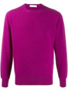 Cruciani Crew Neck Ribbed Knit Sweater - Purple