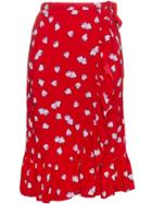 Miu Miu Strawberry Print Ruffle Wrap Skirt - Red