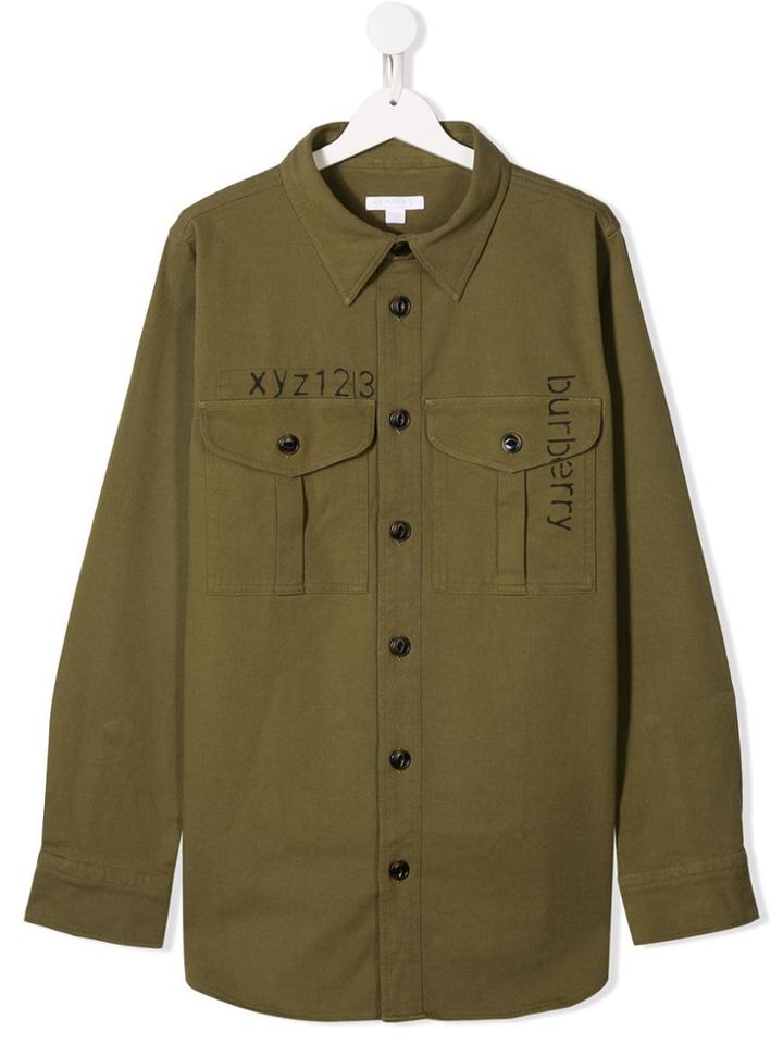 Burberry Kids Military Style Shirt - Green