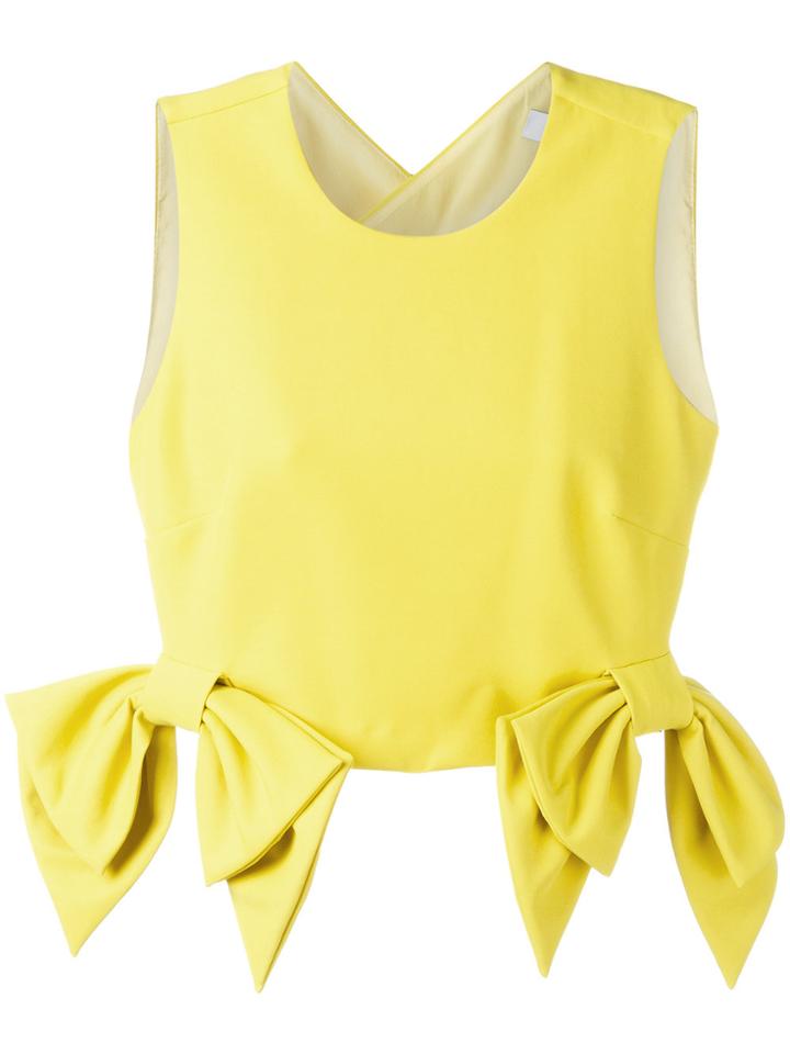 Msgm Cropped Bow Detail Top - Yellow & Orange