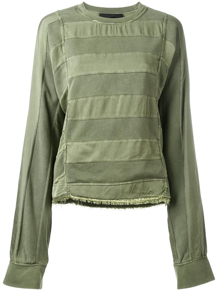 Haider Ackermann Cut Stripes Longsleeved T-shirt, Women's, Size: Xs, Green, Cotton/viscose