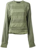 Haider Ackermann Cut Stripes Longsleeved T-shirt, Women's, Size: Xs, Green, Cotton/viscose
