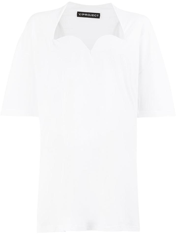 Y/project Sweetheart-neck T-shirt - White