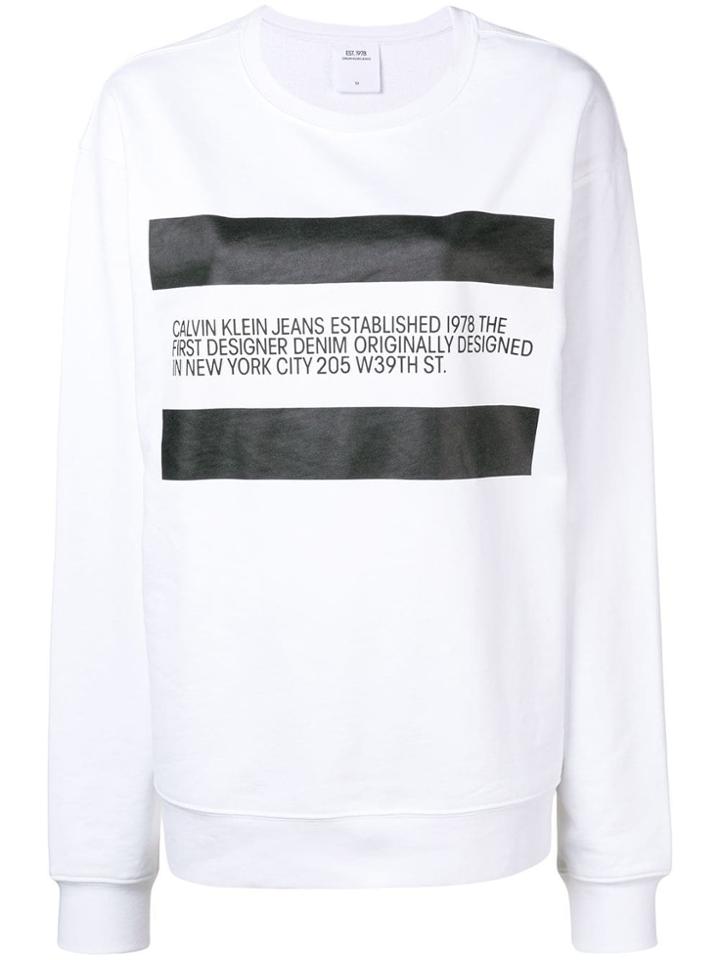 Calvin Klein Jeans Est. 1978 Designer Bio Print Sweatshirt - White