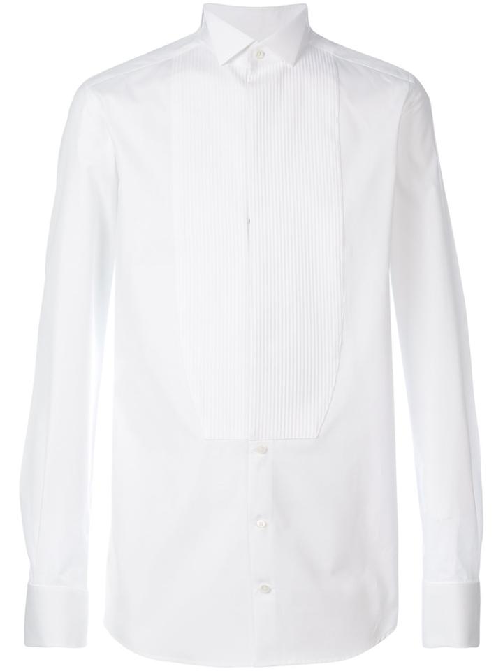 Dolce & Gabbana Pleated Plastron Shirt - White