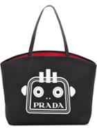 Prada Printed Canvas Tote Bag - Black