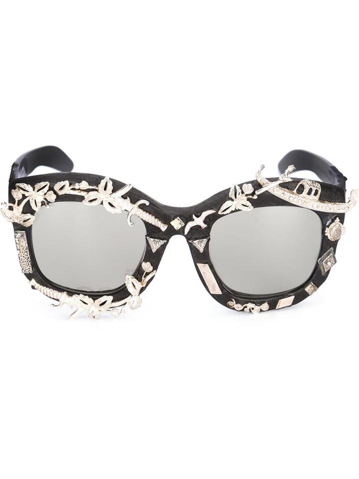 Kuboraum Appliques Square Frame Sunglasses