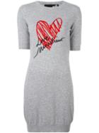Love Moschino Logo Print Knitted Dress, Women's, Size: 40, Grey, Wool/polyamide/viscose/cashmere