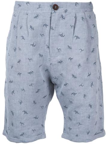 Monsieur Lacenaire - Deck Chair Shorts - Men - Cotton/linen/flax - 40, Grey, Cotton/linen/flax