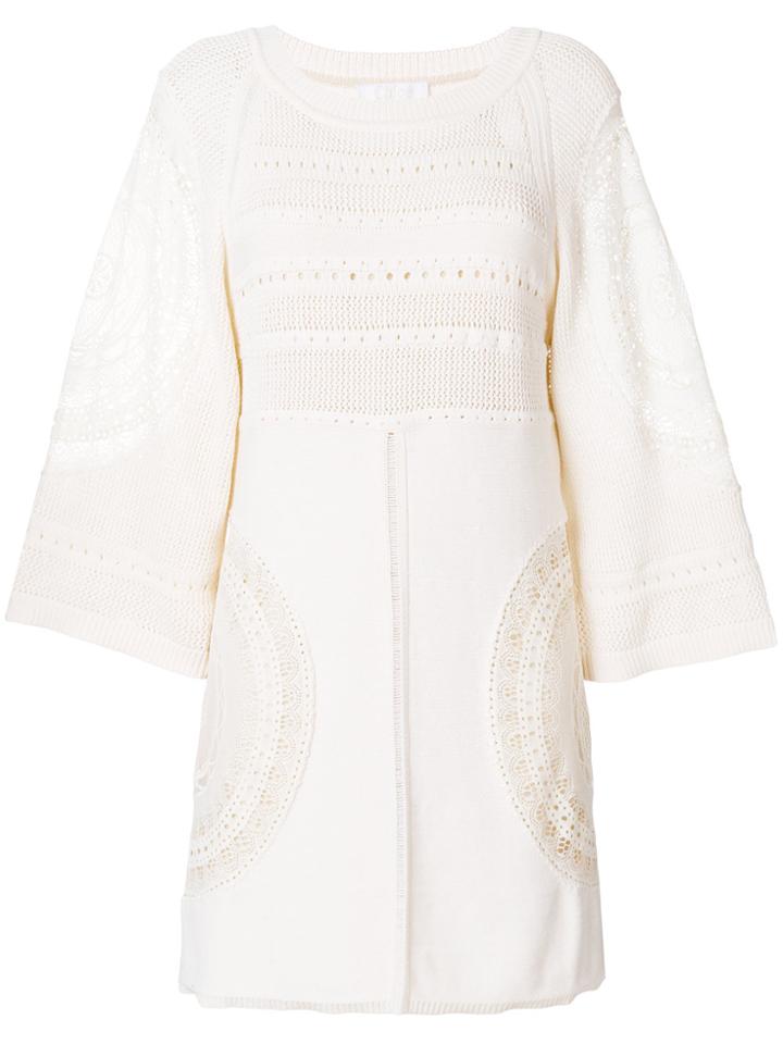 Chloé Crochet Shift Dress - Nude & Neutrals