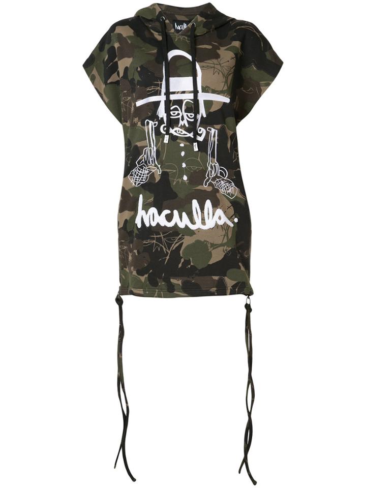 Haculla Camouflage Print Sleeveless Hoody - Green