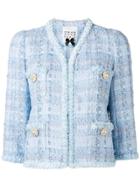 Edward Achour Paris Short Tweed Jacket - Blue