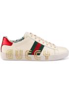 Gucci Ace Sneaker With Guccy Print - White